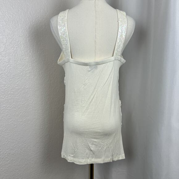 VTG Worthington Top Womens Large White Sequin Ruched Fairy Y2K Festival Glam - Picture 4 of 11